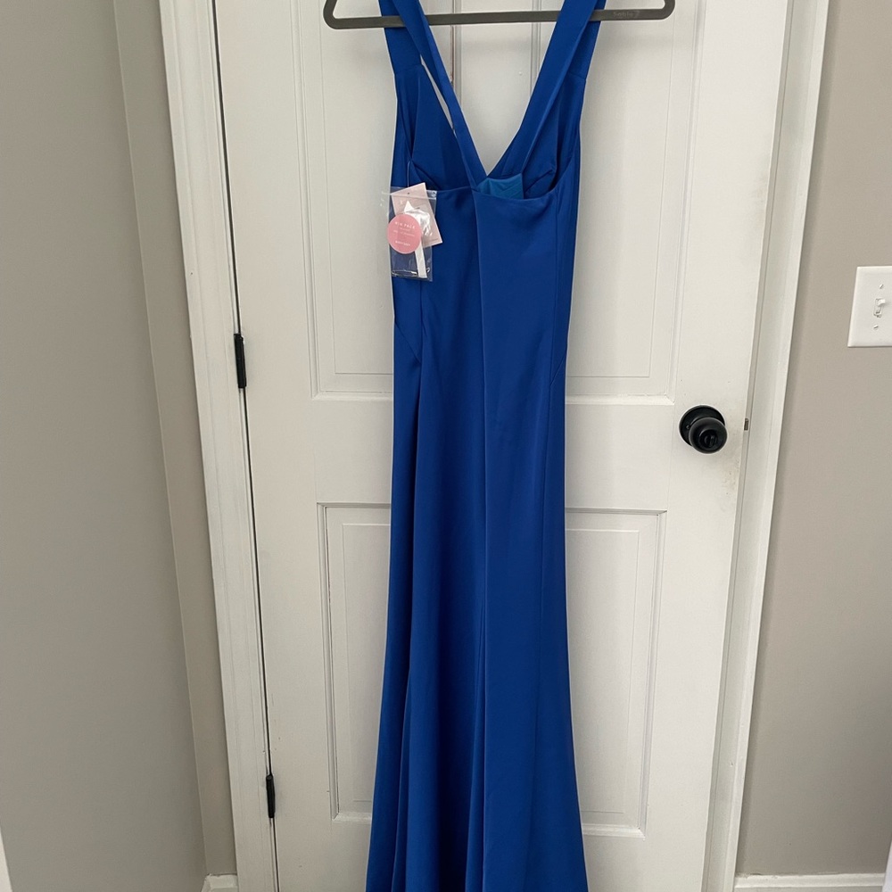 Cobalt Blue Satin Evening Gown- Birdy Grey - Picture 3 of 5